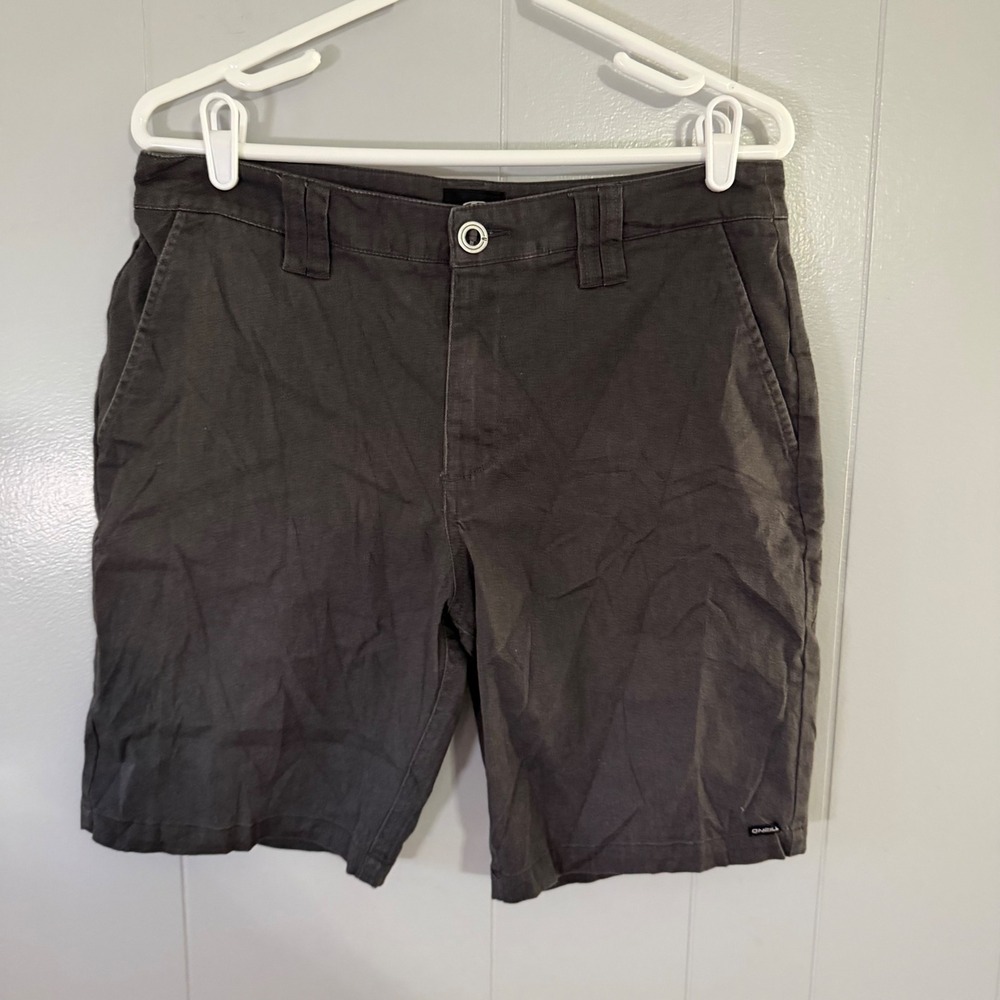 O'Neill Chino‎ Shorts Mens 31 Charcoal Grey Standard Fit Cotton Blend Casual